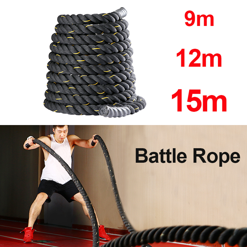 9M/12M/15M Fitness Battle Rope - مراجعة Crossfit No Equipment وسعره