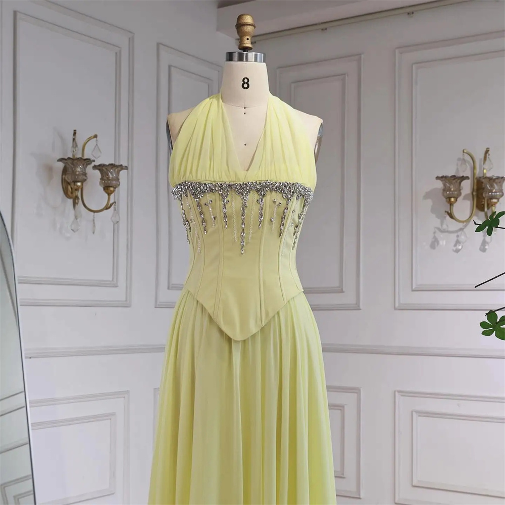 Custom yellow beaded halter-ne - مراجعة Crossfit Event وسعره