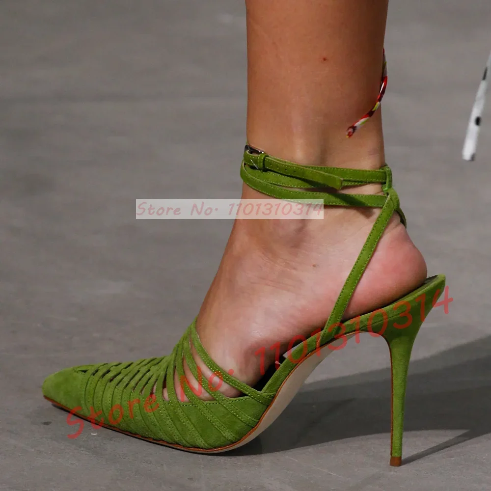 Green Vegan Suede Strappy Sand - مراجعة Crossfit Outfit وسعره