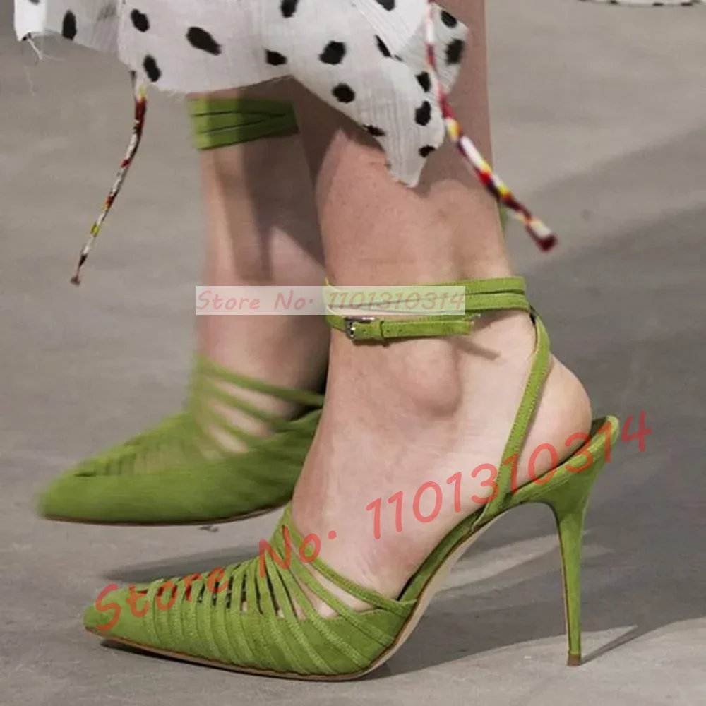 Green Vegan Suede Strappy Sand - مراجعة Crossfit Outfit وسعره